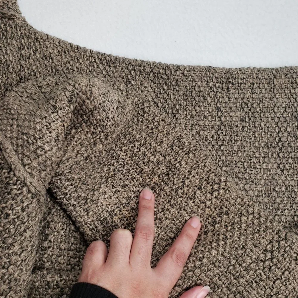 GAP Womens 90s Chunky Knit Crew Neck Sweater Linen Size Medium Oatmeal Neutral - Picture 6 of 16